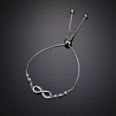 Shining Diva Fashion Endless Love Crystal Infinity Bracelet for Women CZ Diamonds Latest Stylish Adjustable Charm Tennis Bracelet for Girls