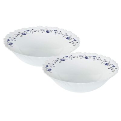 Borosil Larah Floral Helena (Lh) Opalware Multipurpose Bowl Set, Set of 2, White - 500 Ml