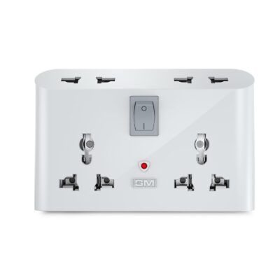 GM 3 Pin 6 AMP Universal Multiplug Travel Adapter with 4 Charging Point | Useful for Home Applications, Mobiles, Computers, Laptops | Adapter with Inbuilt Surge Protector & Power Indicator | GM 3019