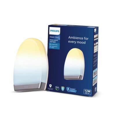 Philips 12W 3 Colours in 1 Decorative Wall Light | Dawn Silver Scene Switch Wall Light for Decoration | Colour : Tunable White, Pack of 1