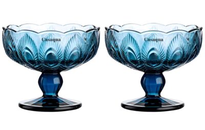 Blue Ice Cream Cups Set of 2 | 220ml Reusable Glass Dessert Bowls for Ice Cream, Pudding, Fruits & Snacks | Stylish and Durable Serving Cups for Home, Party & Gifting