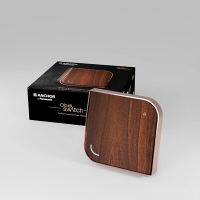 Anchor by Panasonic Obel Bell Switch | 6A 2 Module Door Bell Push 3 Way Switch with Indicator | (Leaf Wooden Luxury, 8420)