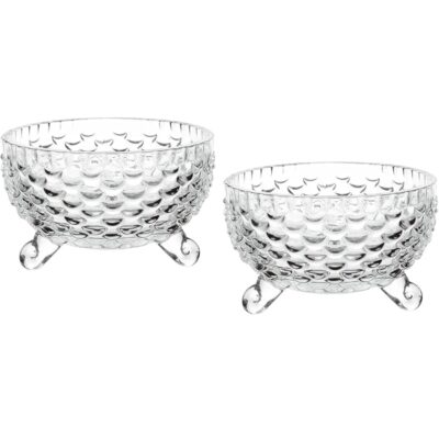 Glass Salad Bowls Set Round Decorative Bowl Fruit Punch Set Crystal Glass Trifle Set Dessert Ice Cream Bowls Crystal Effect Fruit Salad Trifle Glasses Serving Bowls (150ML, Pack of 2)