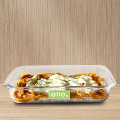 Allo Borosilicate Rectangle Glass Baking Dish, Baking Tray, Oven and Microwave Safe, 1600ml, Transparent