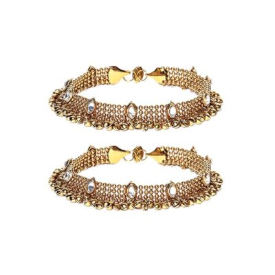 YouBella Fashion Jewellery Traditional Gold Plated Stylish Anklets for Women and Girls