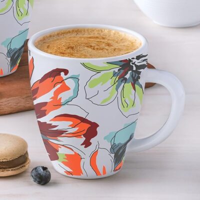 Larah by BOROSIL Bali Opalware Mug | Set of 1 Pcs Tea/Coffee Mugs, 390 ml Each | Microwave & Dishwasher Safe, Bone-Ash Free | Crockery Set Ideal for Daily Use & Gifting | White