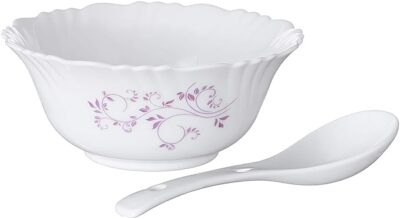 Cello Imperial Opalware Soup Bowl Set, 12-Pieces, White/Purple Hues
