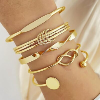 Shining Diva Fashion Set of 5 Latest Stylish Multilayer Bangle Bracelet for Women and Girls