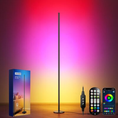LED Floor Lamp for Living Room, 160 cm, RGB Corner Lamp, Dimmable, Floor Lamp, LED with Remote Control and App, 16 Million Colours, Music Modes, DIY Mode and Timer Function for Bedroom