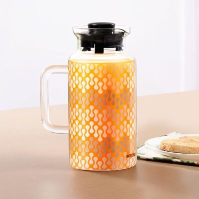 Borosil 1000 ml Borosilicate Multipurpose Jug with Lid | Water Jug with Handle | Jug for Dining Table | Glass Pitcher | Transparent (Vista)