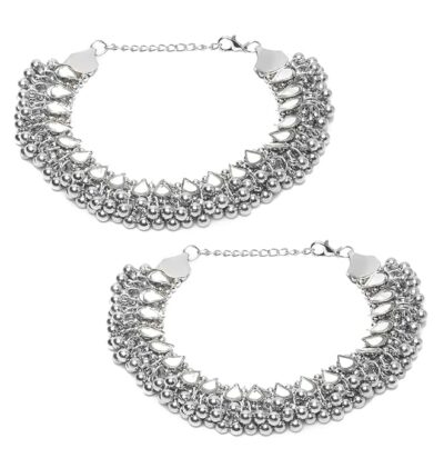 You Bella Jewelry German Silver Plated Stylish Handmade Anklets for Girls and Women