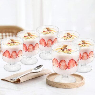 Keystone Glass Elegant Ice Cream Bowl 140ml Set of 2, Ice Cream Bowl, Dessert Cup for Sundae, Sweets, Snacks, Fruit, Pudding, Nuts Or Dip, Serving Bowls, Tableware Set, Transparent