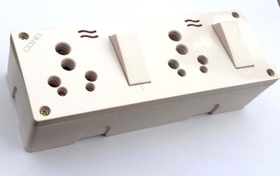 CONA Polycarbonate 3-in-1 Double Combined with Junction Box and Indicator 6/16 Ampere Socket 16 Ampere Switch
