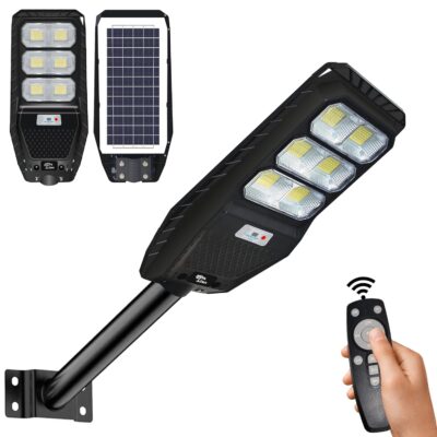 Epyz Plastic 100 Watt Solar Street Light Outdoor Waterproof with Remote 294 LEDs Motion Sensor Light and Dusk to Dawn for Garden,Street,Lawn,Pathway [ with Out Pole ] [ Pack of 1,Cold White Light ]