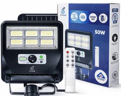 Solar Street Light 50w, PIR Motion Sensor, 1100 Lumens, IP65 Waterproof, 5Ah Battery, 132 LEDs, 25-Year Solar Panel Life, Wall/Pole Mountable, BIS Approved Light,Zero Electricity Cost