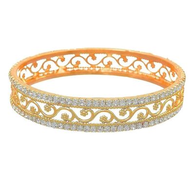 CUTE GOLD 1 One Gram Gold Plated Traditional American Diamond Bangles for Women and Girls