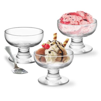 Treo by Milton Claire Glass Bowl Set of 3, 165 ml Each | Serving Bowl | Dessert Bowl | Pudding | Gulab Jamun | Cocktails | Fruit Salad (Transparent)