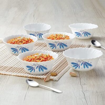 Larah by BOROSIL Twilight 6 Pcs Opalware Soup Bowl Set (210 ml Each), White