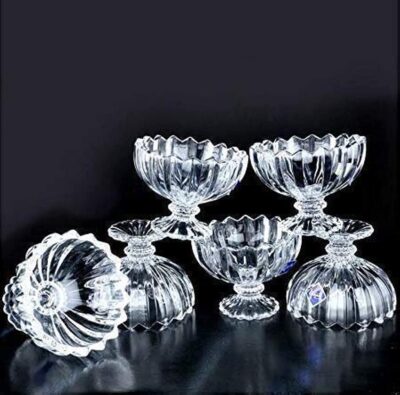 NGEL Ice Cream Bowls, Salad Dessert Serving Bowls, Tableware Set, 120 ml, Crystal Clear (6 pcs)