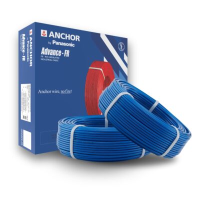 Anchor by Panasonic Advance FR 90m 2.5 sq.mm Electric Wire, PVC Insulated Class 2 Conductor (100% Copper), Anti-Rodent & Flame Retardant Wire for Domestic & Industrial Use (27415BU-02)
