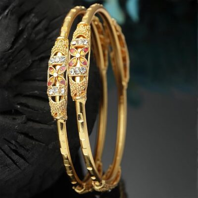 ZENEME Bangle Gold Plated Bahubali Inspired Trendy Bangle Set Of 2 Jewellery For Women & Girls (2.8)