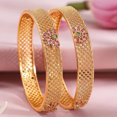 Rubans Set of 2 Bangles Set Traditional Ethnic Stylish Jewellery Gift for Women & Girls