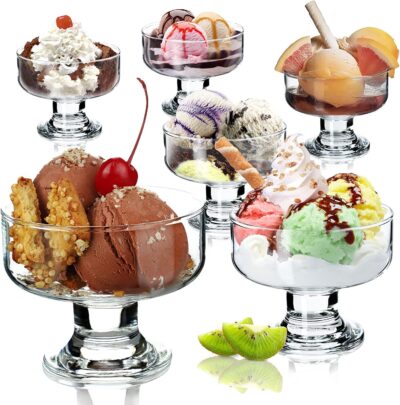 300ML Ice Cream Glasses Cups Dishes for Desserts, Milkshake,Fruit and Pudding Glass Serving Bowls, Perfect for Home, Restaurants and Parties Dishwasher Safe (Crystal Cups - A, Set of 2)