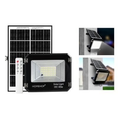 Homehop Solar Light Outdoor Home 40W LED Flood Waterproof Automatic Security Wall Lamp for Home, Garden, Balcony, Pathway and Patio (3AH, ABS, Cool White)