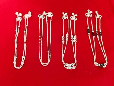 4-Pair Anklet Combo for Women – Trendy Silver & Black Payal Set | Stylish Dailywear & Ethnic Anklets | Traditional Foot Jewelry for Girls & Ladies