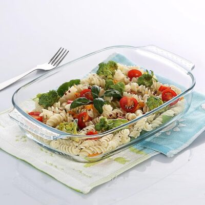 CELLO Giacinta Borosilicate Glass Baking Dish |Over ware Glass Baking Set| Microwave Oven Safe Baking Dish| 2L, Transparent