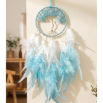 JH Gallery Tree of Life Dreamcatcher Feather Wall Hanging Boho Home Decor Blue & White