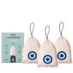Haka Pure Camphor Aroma Pouch Set – 100% Natural Camphor Air Freshener for Car, Wardrobe, Bathroom & Living Spaces | Eco-Friendly Fragrance Bags (Evil Eye Pack of 3)