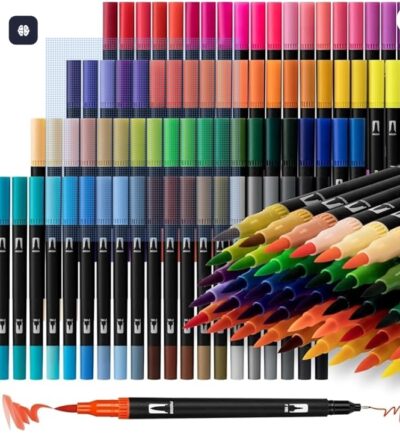 Parssufy 80 Colors Dual Tip Brush & Fineliner Marker Pen Set – Double-Sided Art Markers for Coloring, Calligraphy, Journaling, Doodling & Drawing